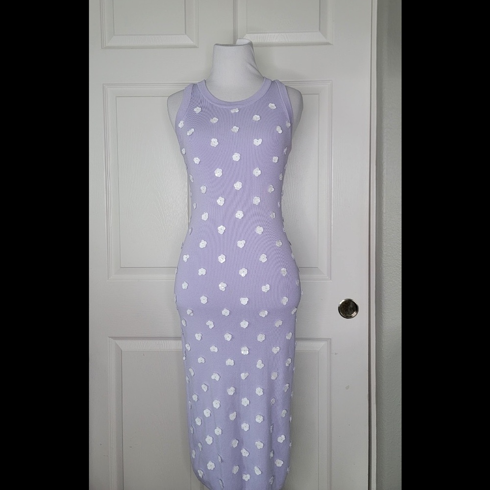 Purple Micheal Kors Dress With White Sequin Flower